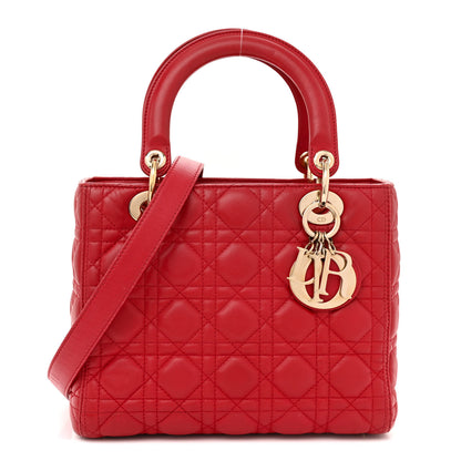 Christian Dior Lambskin Cannage Medium Lady Dior Red 1 of 16