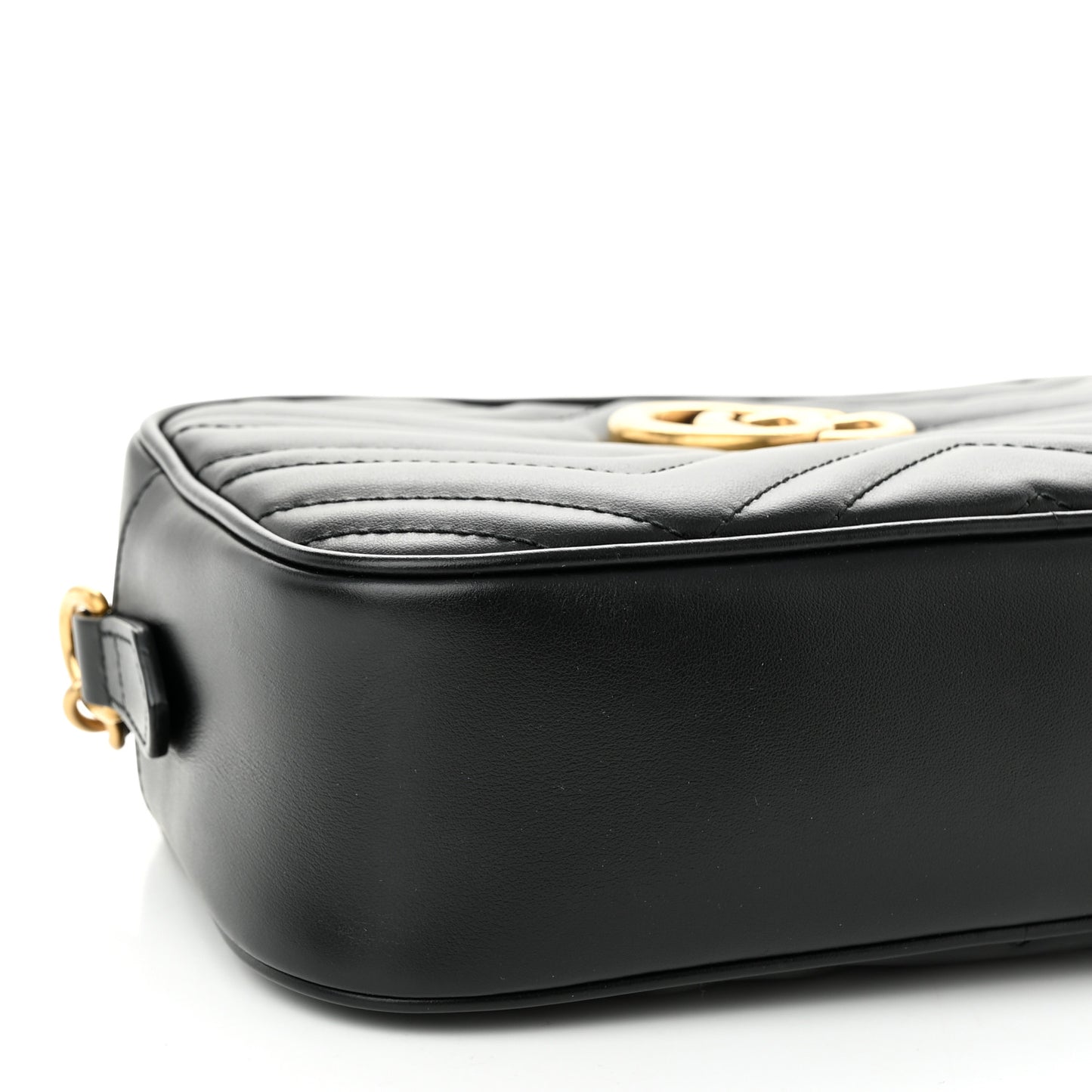 Calfskin Matelasse Small GG Marmont Chain Shoulder Bag Black