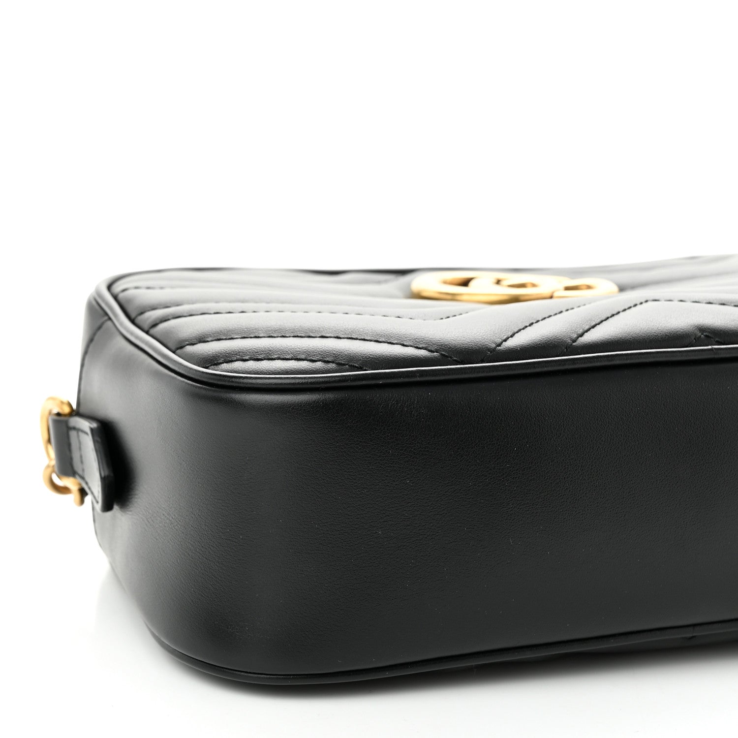 Gucci Calfskin Matelasse Small GG Marmont Chain Shoulder Bag Black 9 of 11