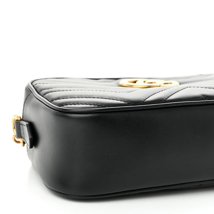 Gucci Calfskin Matelasse Small GG Marmont Chain Shoulder Bag Black 9 of 11