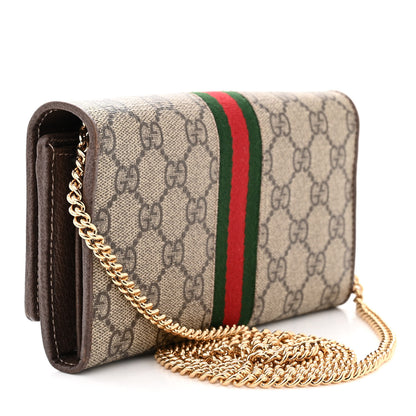 Gucci GG Supreme Monogram Web Ophidia Wallet On Chain Brown 3 of 12