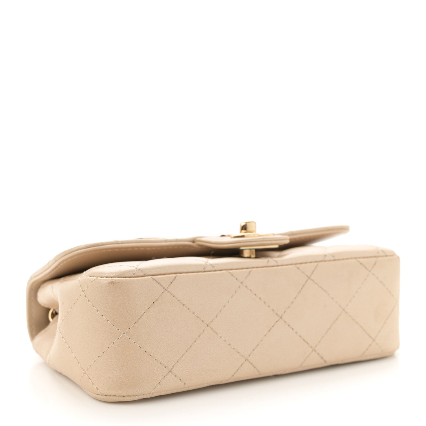 Metallic Lambskin Quilted Extra Mini V For Victory Flap Light Gold