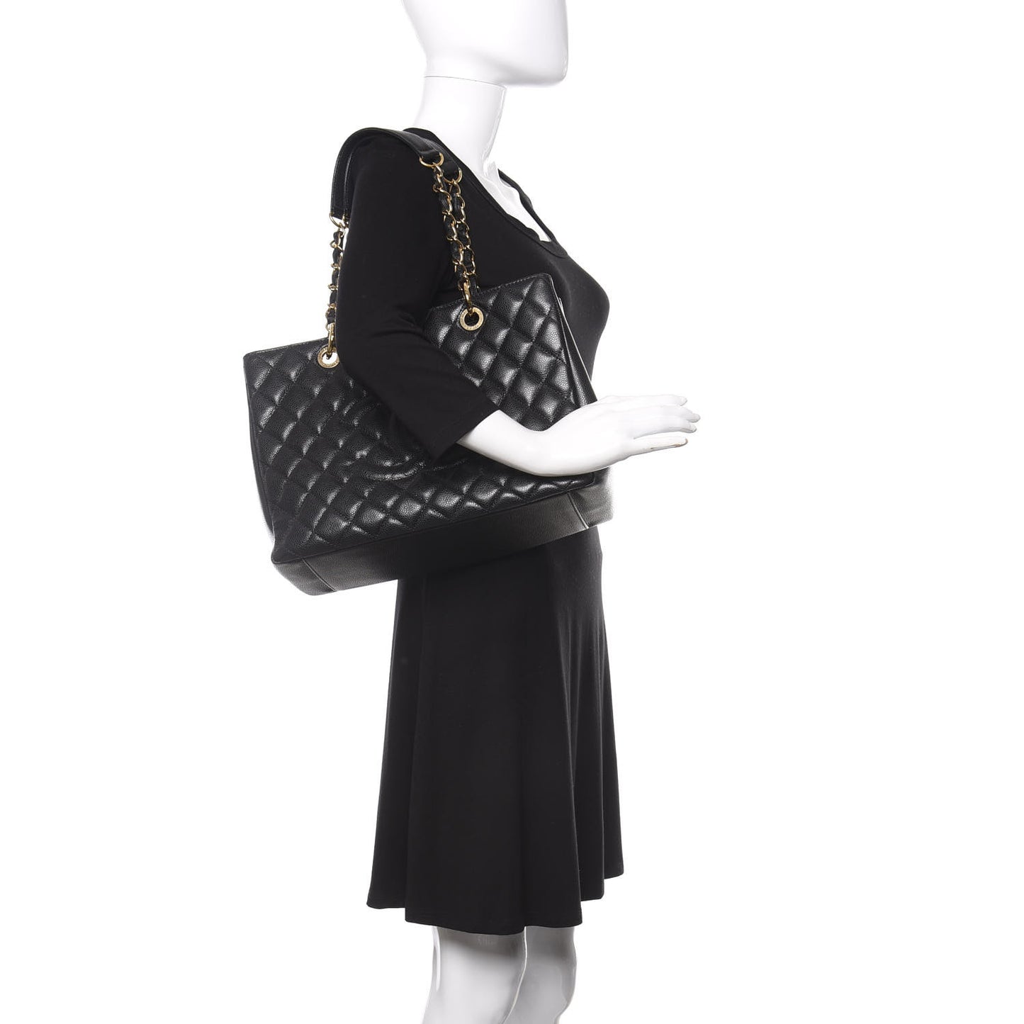Caviar Quilted Grand Shopping Tote GST Black