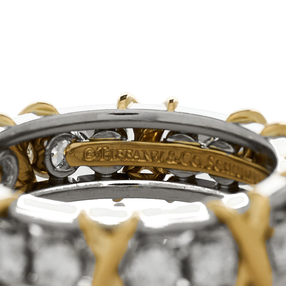 Tiffany Platinum 18K Yellow Gold Diamond Schlumberger Sixteen Stone Ring 53 6.5 6 of 7