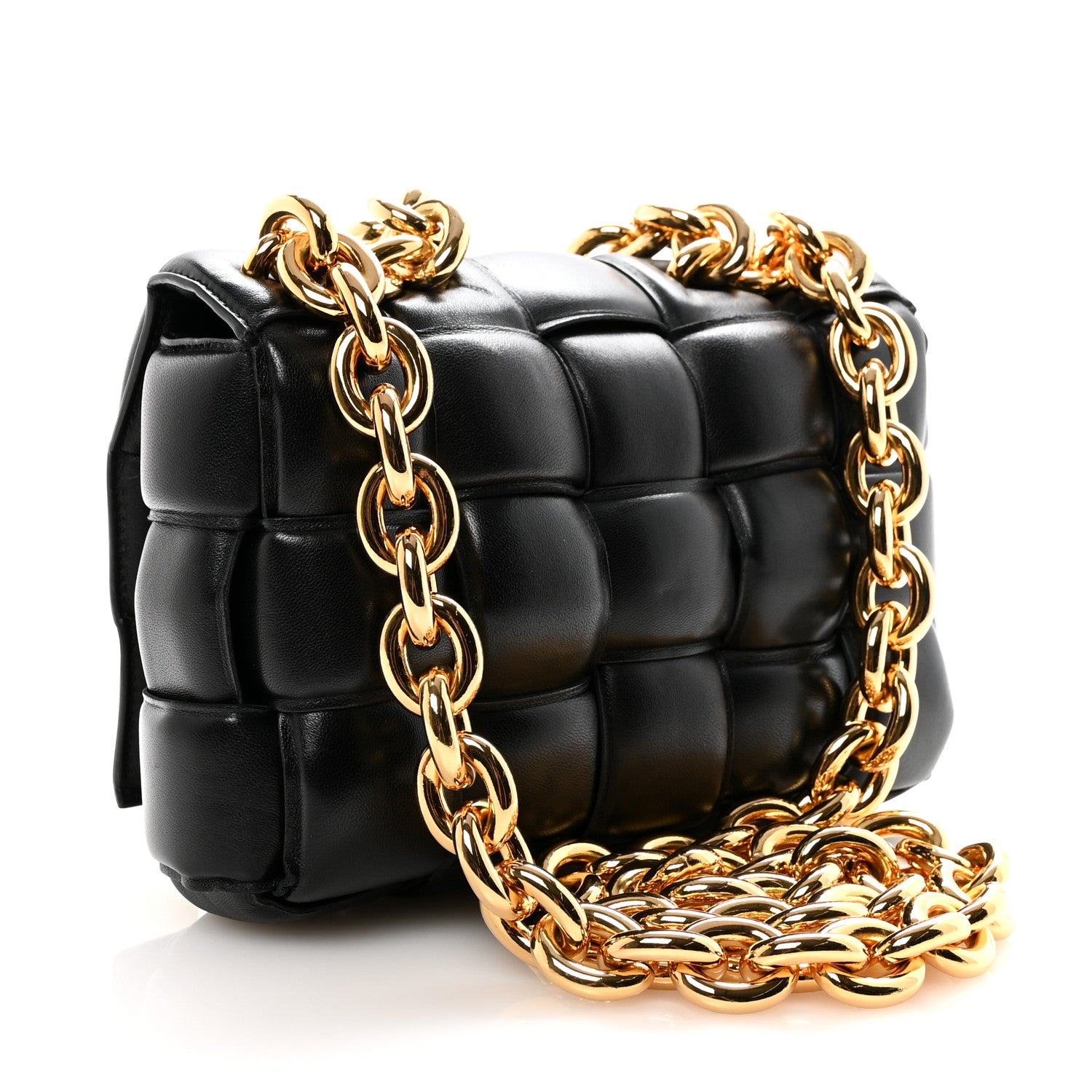 Bottega Veneta Lambskin Maxi Intreccio Padded Chain Cassette Crossbody Bag Black 3 of 9