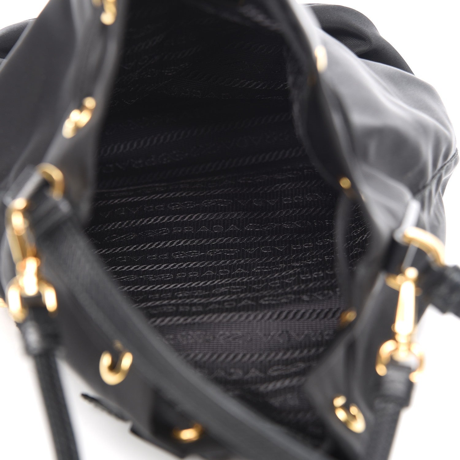 Prada Saffiano Tessuto Nylon Mini Bucket Crossbody Bag Black 5 of 7
