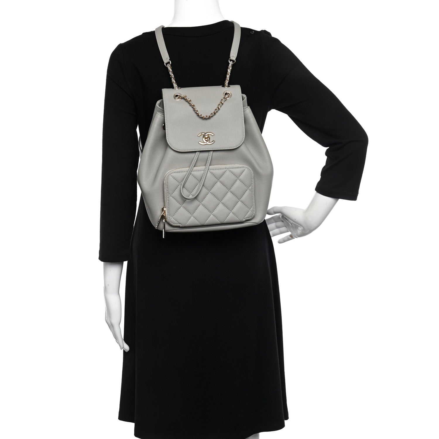 Chanel Caviar Quilted Business Affinity Backpack Grey 3 of 11