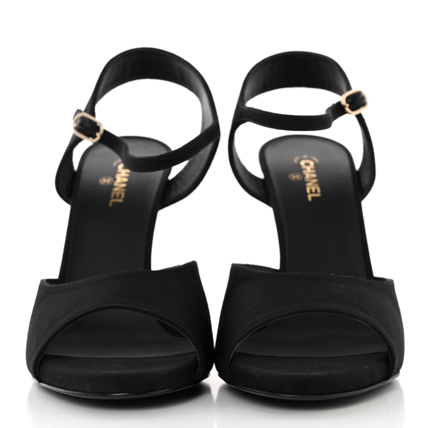 Chanel Grosgrain Metal CC Sandals 39.5 Black 2 of 11
