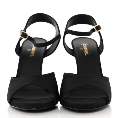 Chanel Grosgrain Metal CC Sandals 39.5 Black 2 of 11