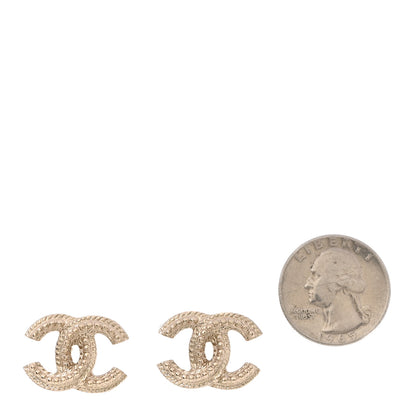 Chanel Metal Textured CC Earrings Gold 2 of 5