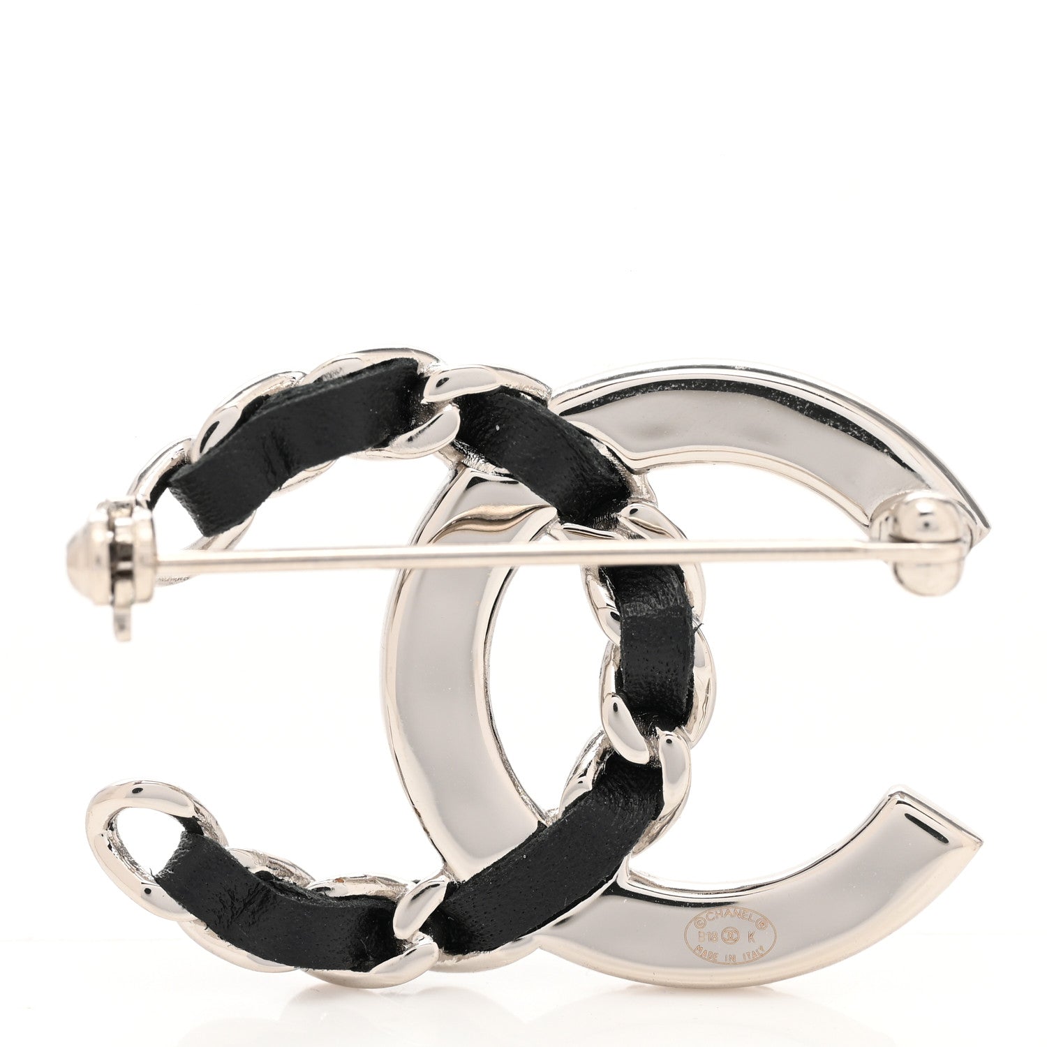 Chanel Lambskin Baguette Crystal CC Brooch Black Silver 3 of 4