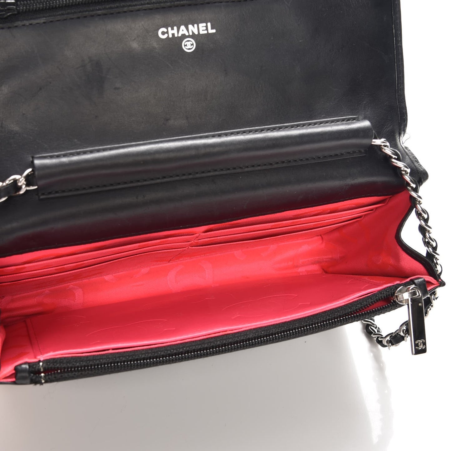 Calfskin Quilted Cambon Wallet On Chain WOC Black