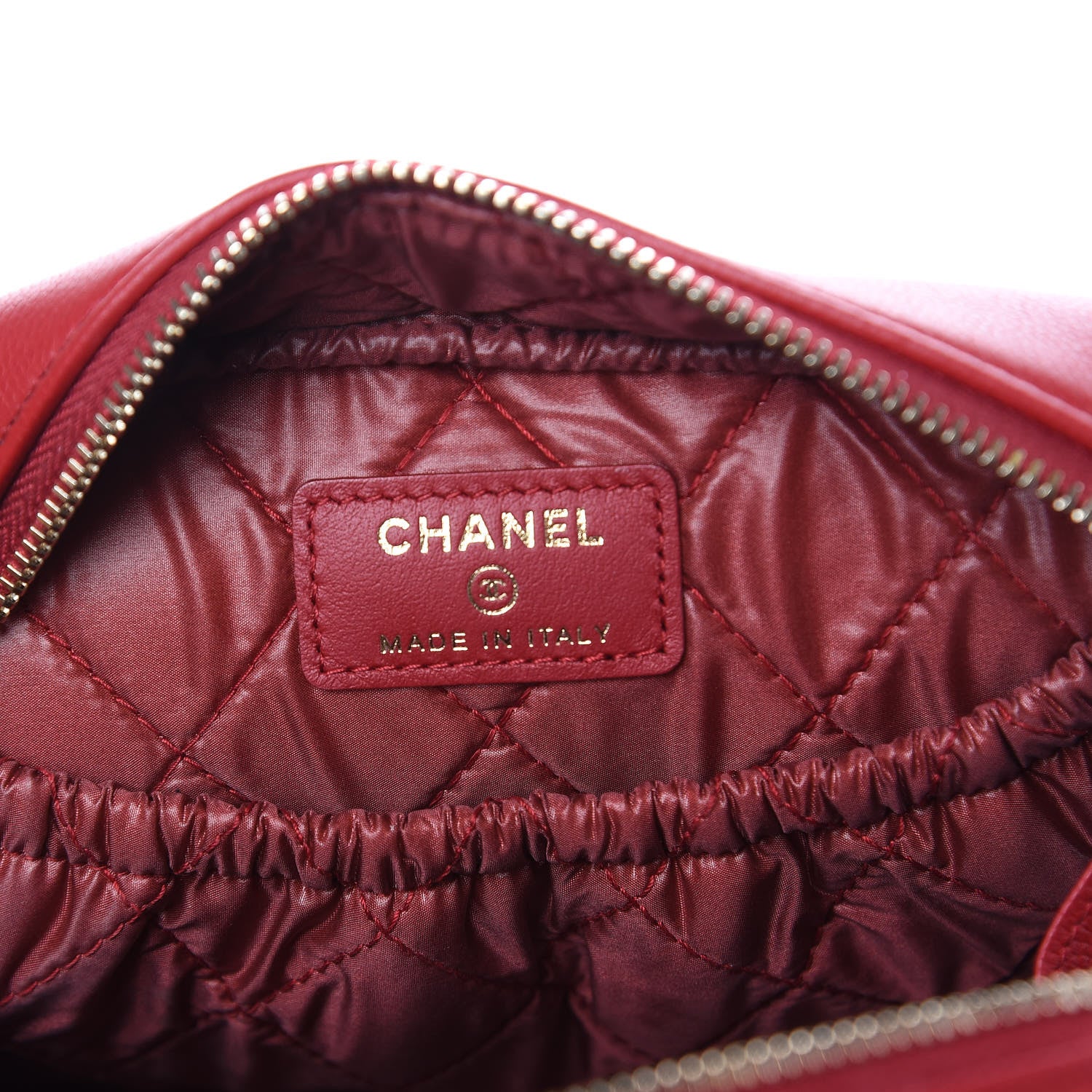 Chanel Caviar Quilted Curvy Pouch Cosmetic Case Red 6 of 14