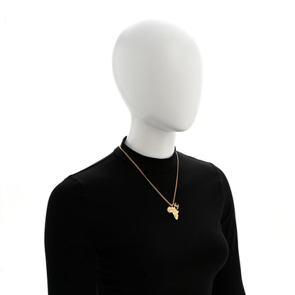 Chanel Crystal Pearl CC Africa Pendant Necklace Gold White 2 of 6