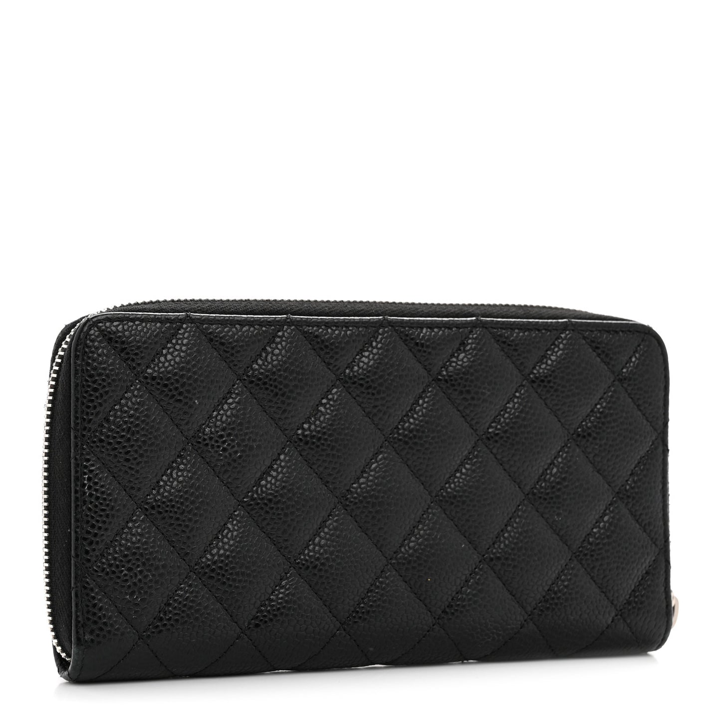 Caviar Quilted Large Gusset Zip Around Wallet Black