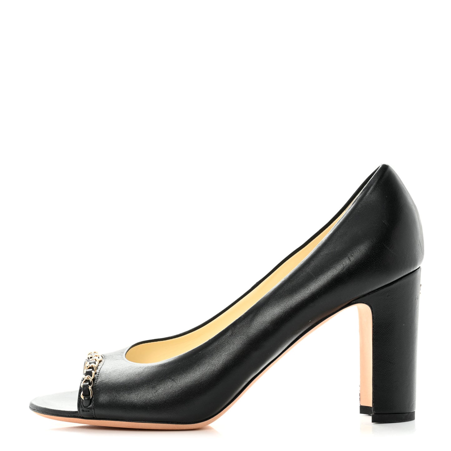 Lambskin Peep Toe CC Pumps 42 Black