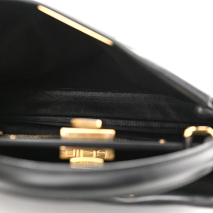Fendi Vitello Seta Shiny Nappa Medium Peekaboo Iconic Satchel Black 8 of 12