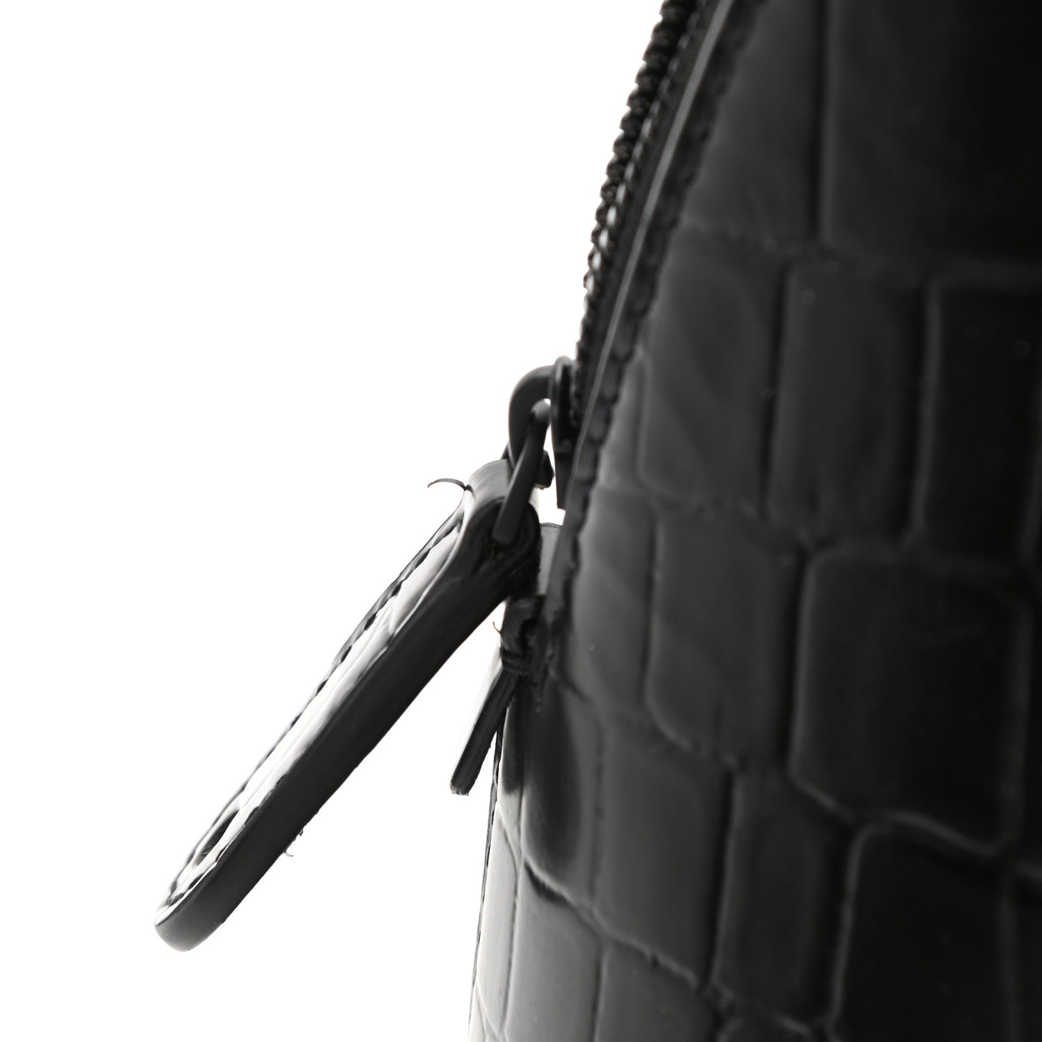 Balenciaga Calfskin Crocodile Embossed S Rivet Ville Top Handle Bag Black 9 of 9