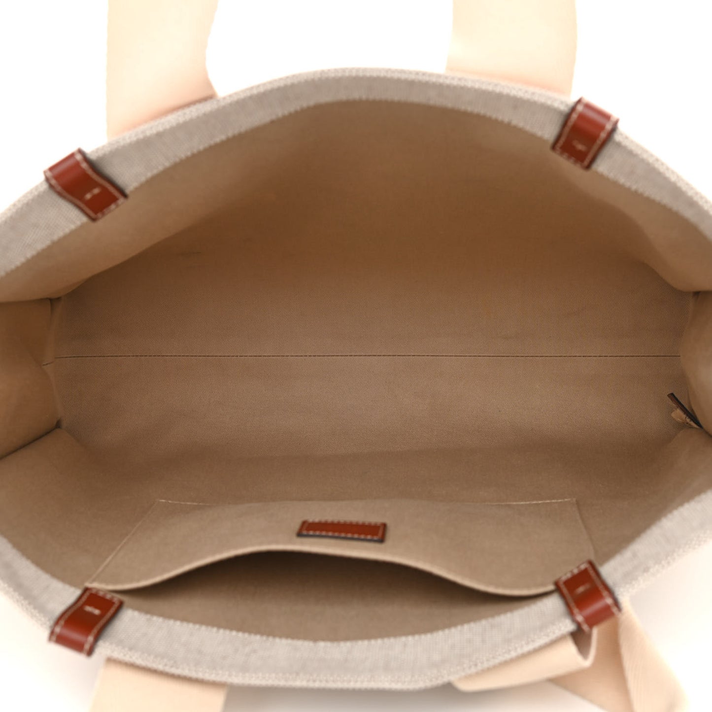 Cotton Calfskin Large Woody Ribbon Tote White Brown