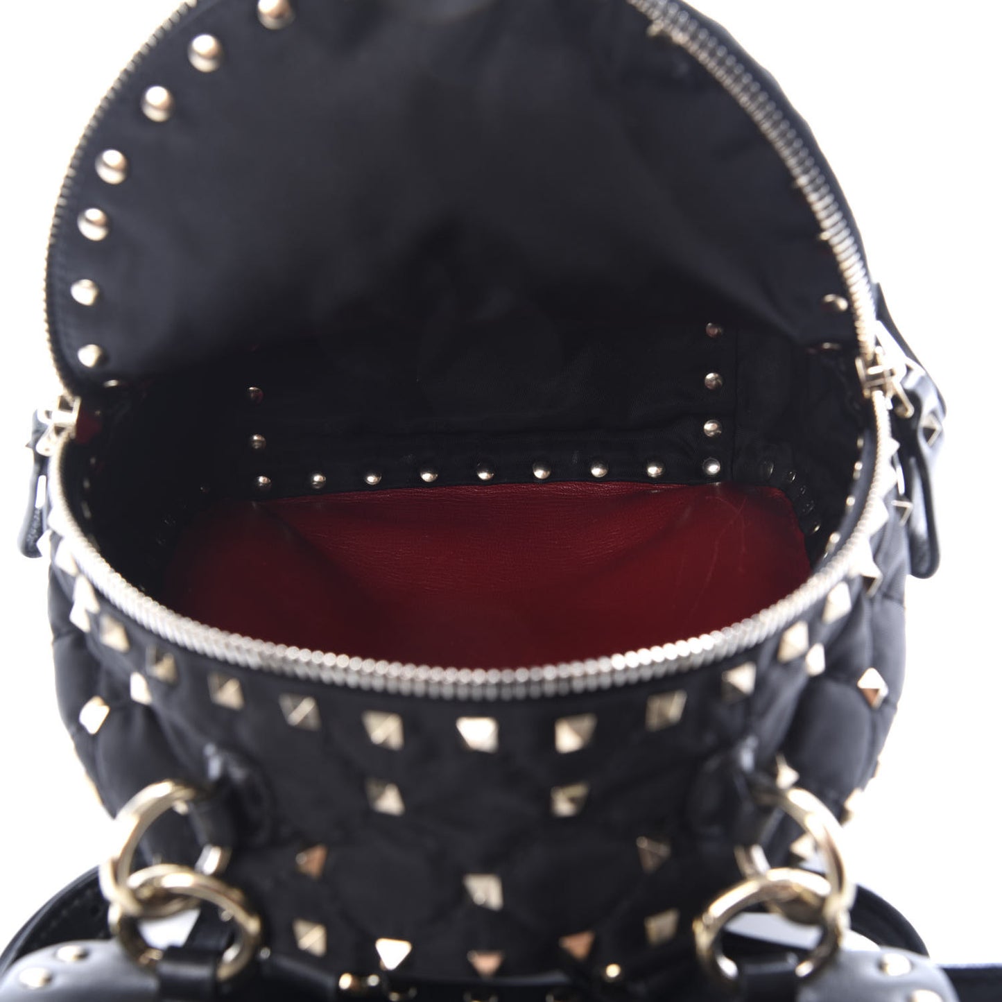 Nylon Quilted Mini Rockstud Spike Backpack Black