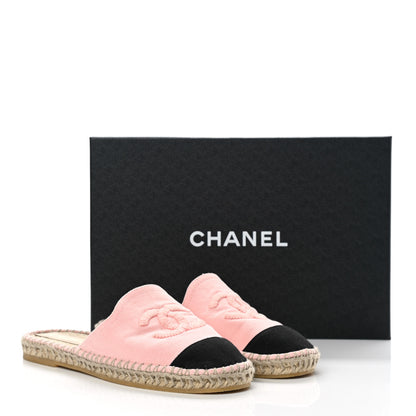 Chanel Denim CC Espadrille Mules 38 Pink Black 12 of 12