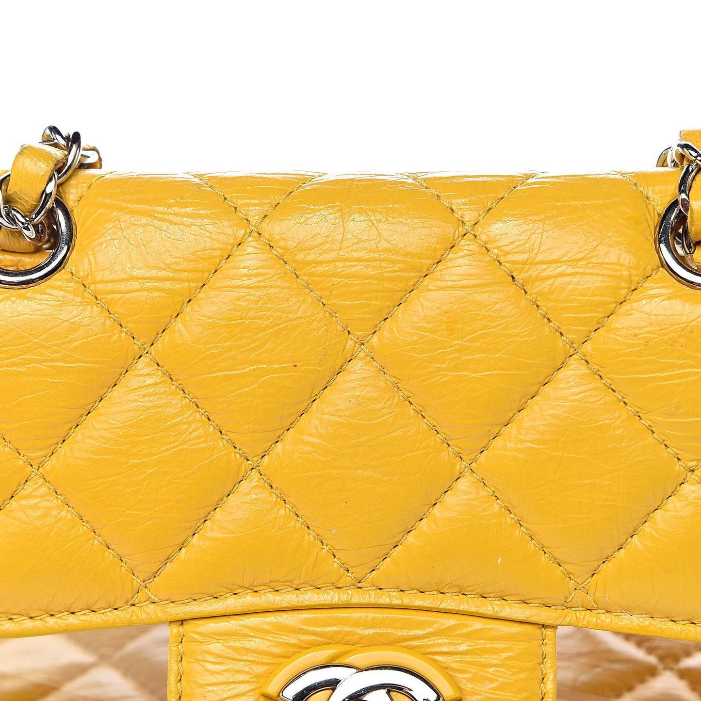 Crumpled Calfskin PVC Quilted Backpack Yellow