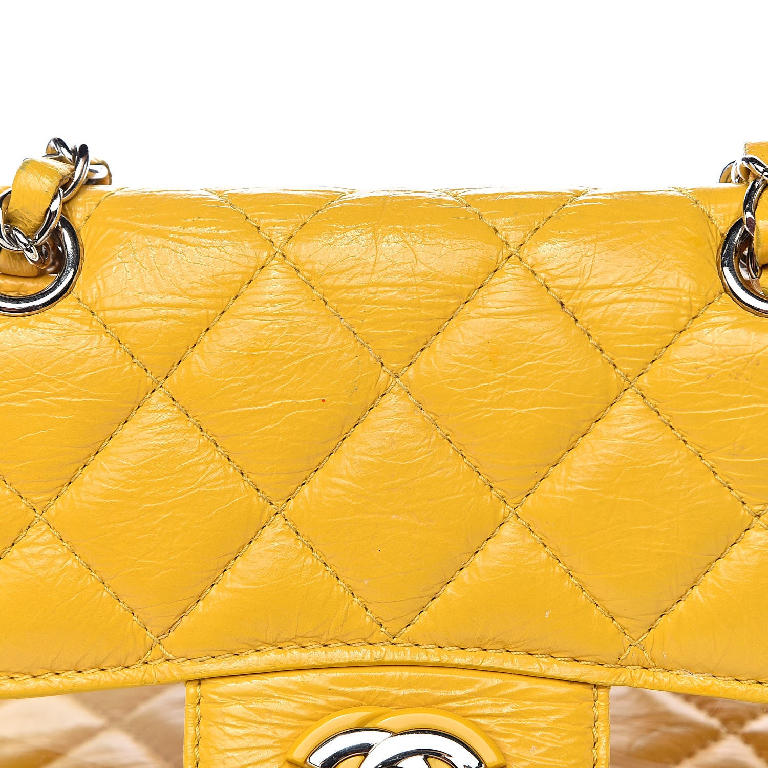 Chanel Crumpled Calfskin PVC Quilted Backpack Yellow 12 of 15