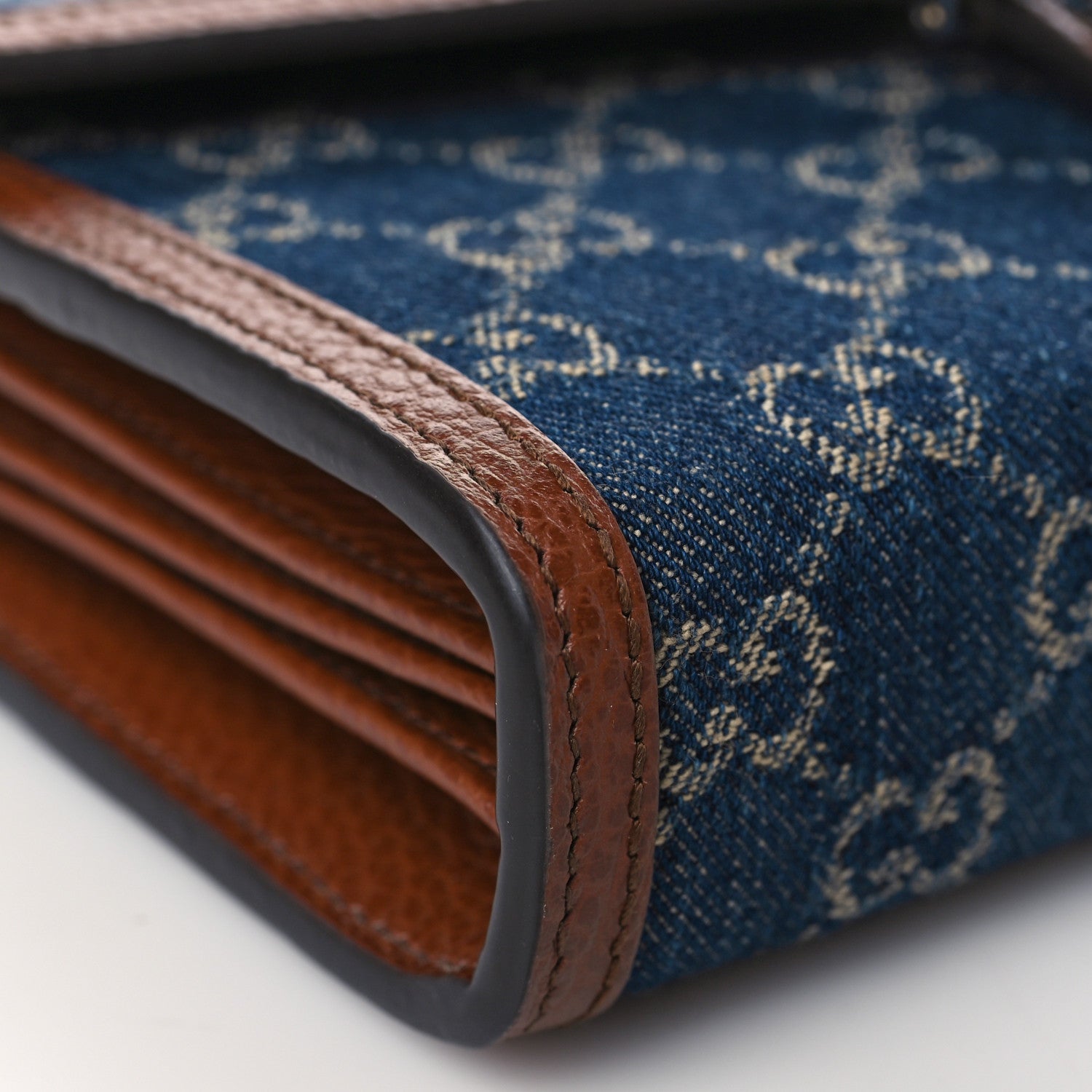 Gucci New Denim GG Monogram Dollar Calfskin Enamel Mini Dionysus Chain Wallet Blue Tea Cuir Epilog Electric Blue 8 of 10