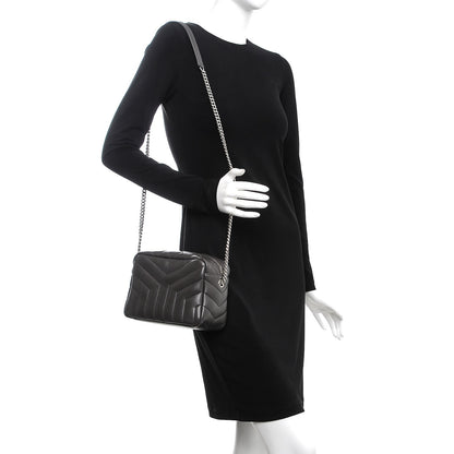 Saint Laurent Calfskin Y Quilted Monogram Small Loulou Bowling Bag Asphalt 2 of 7