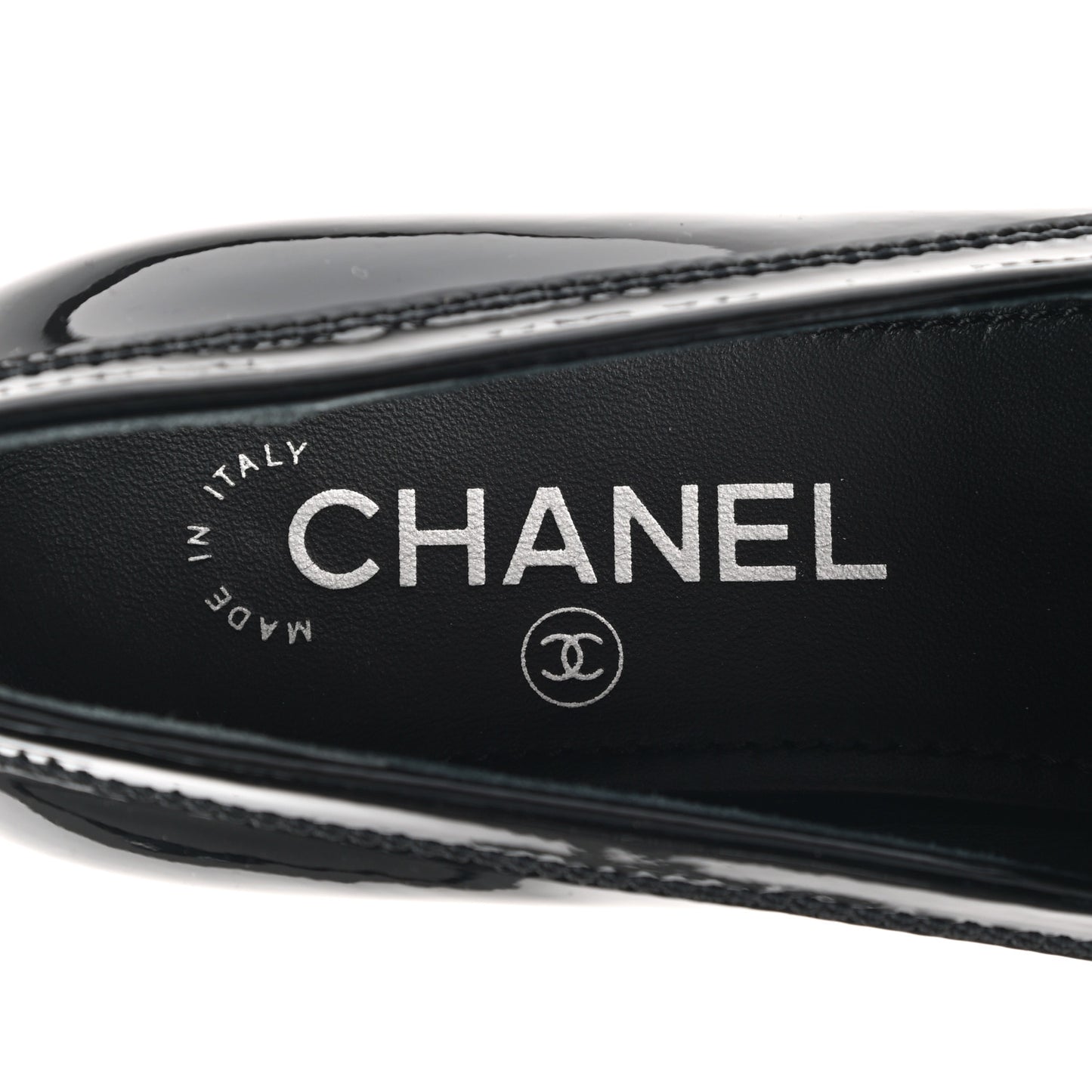 Patent CC Chain Loafers 35 Black