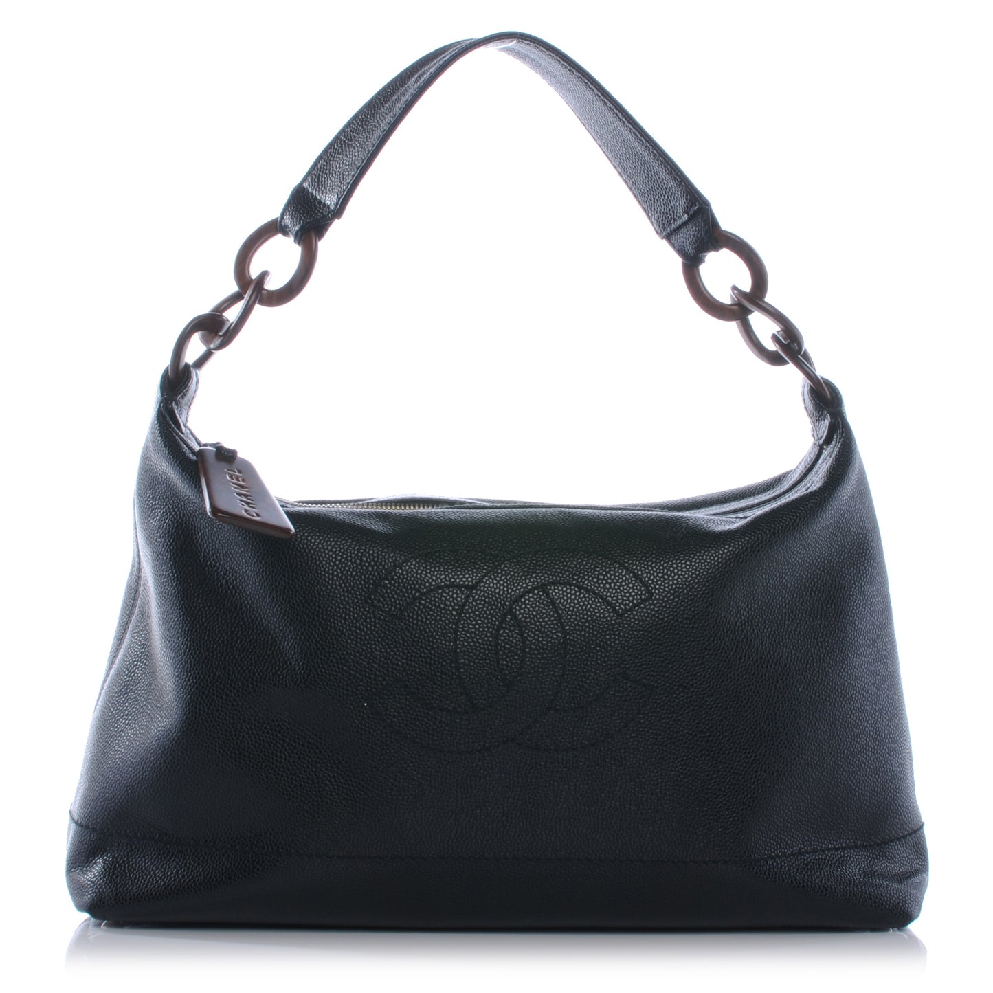 Caviar CC Wood Chain Hobo Black