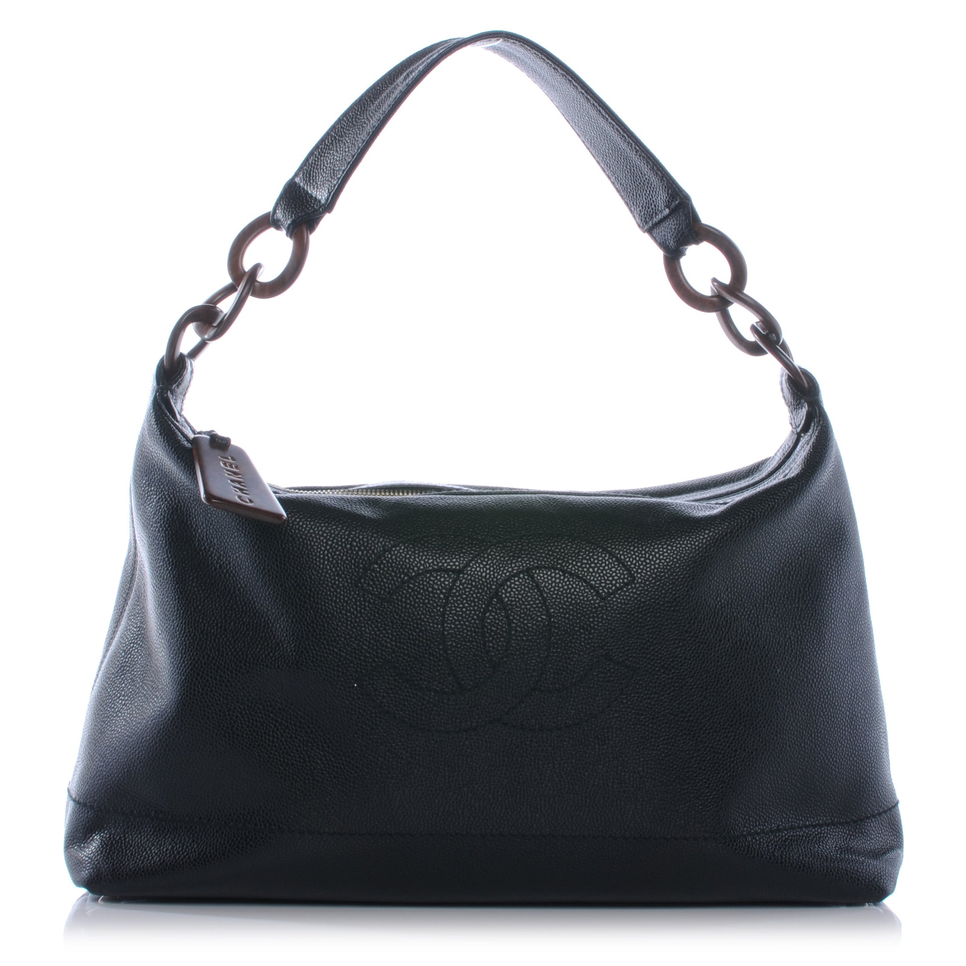 Chanel Caviar CC Wood Chain Hobo Black 1 of 7