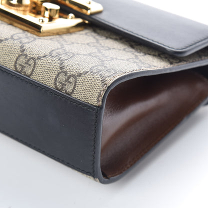 Gucci GG Supreme Monogram Calfskin Small Padlock Shoulder Bag Beige Black Cuir 11 of 11