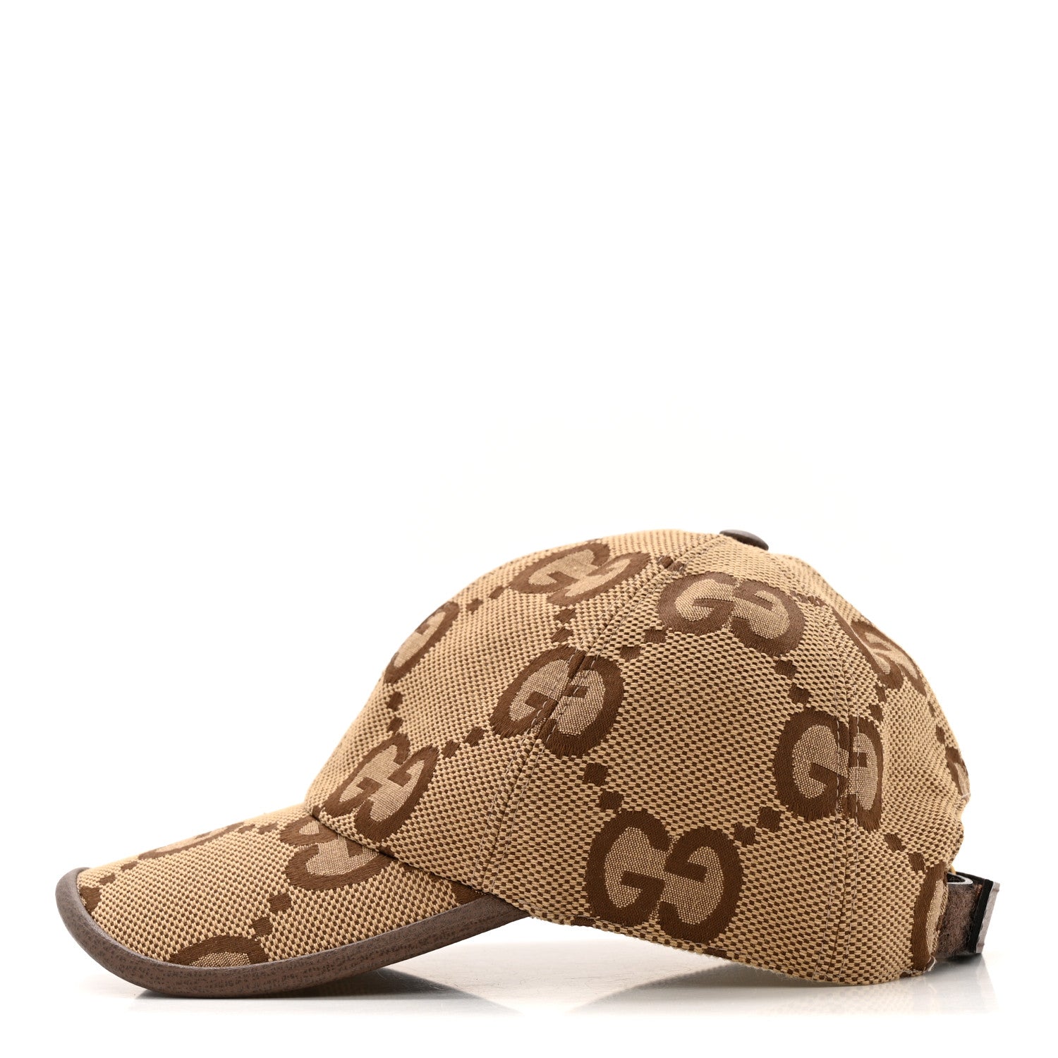 Gucci Monogram Jumbo GG Baseball Hat XS Camel Ebony 4 of 13