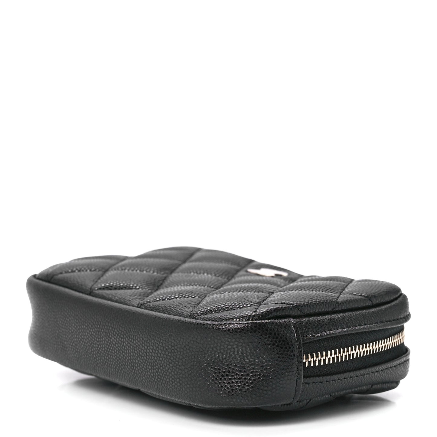 Caviar Quilted Curvy Pouch Cosmetic Case Black