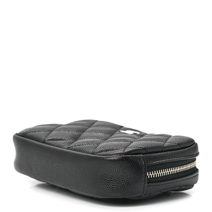 Chanel Caviar Quilted Curvy Pouch Cosmetic Case Black 9 of 12