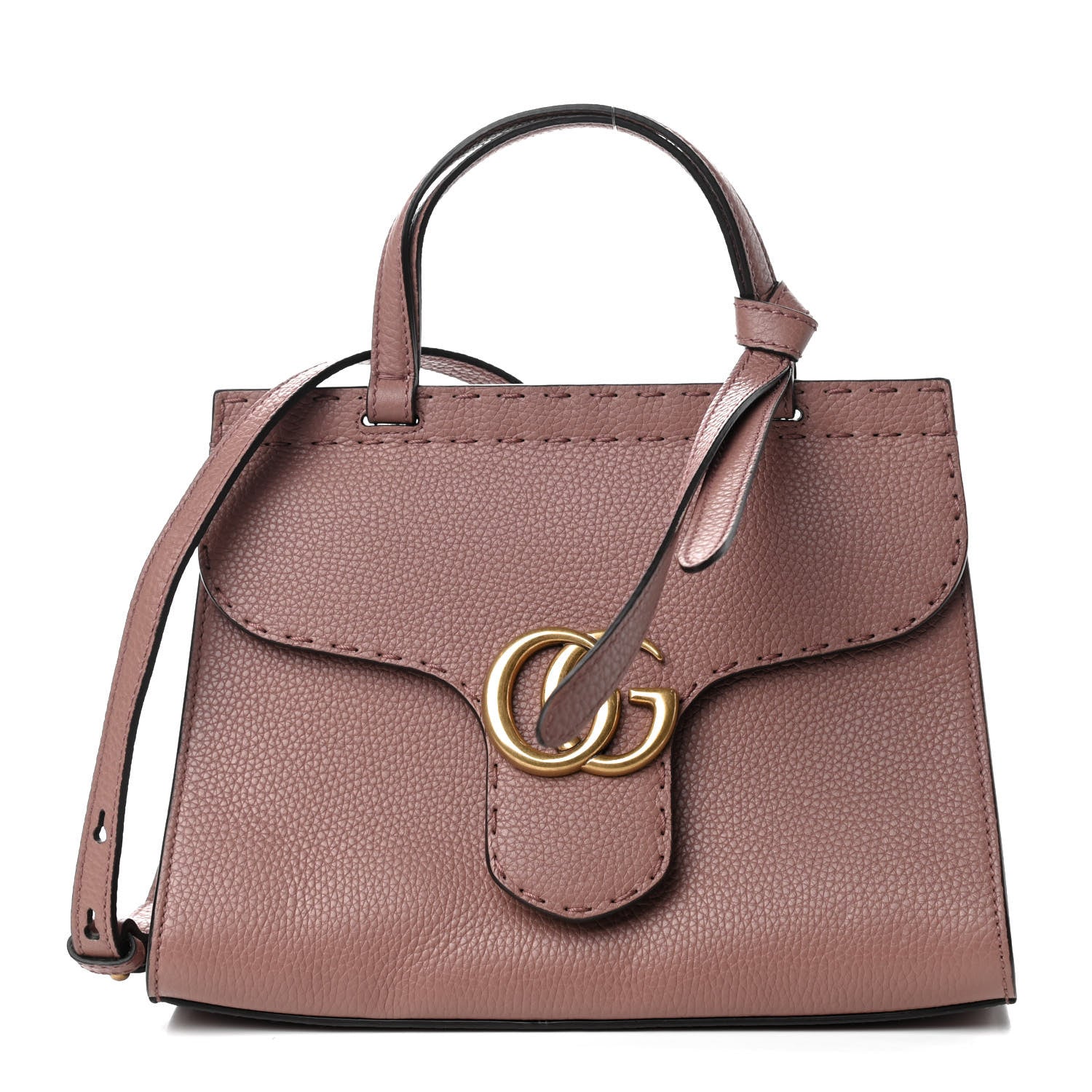 Gucci Calfskin Mini GG Marmont Top Handle Bag Rosy Phard 1 of 10