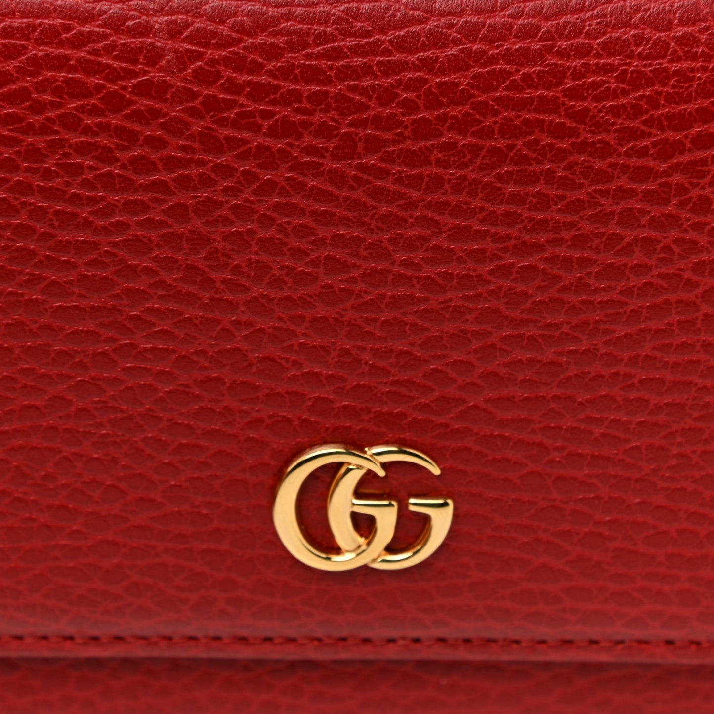 Dollar Calfskin Petite GG Marmont Wallet Chain Bag Hibiscus Red