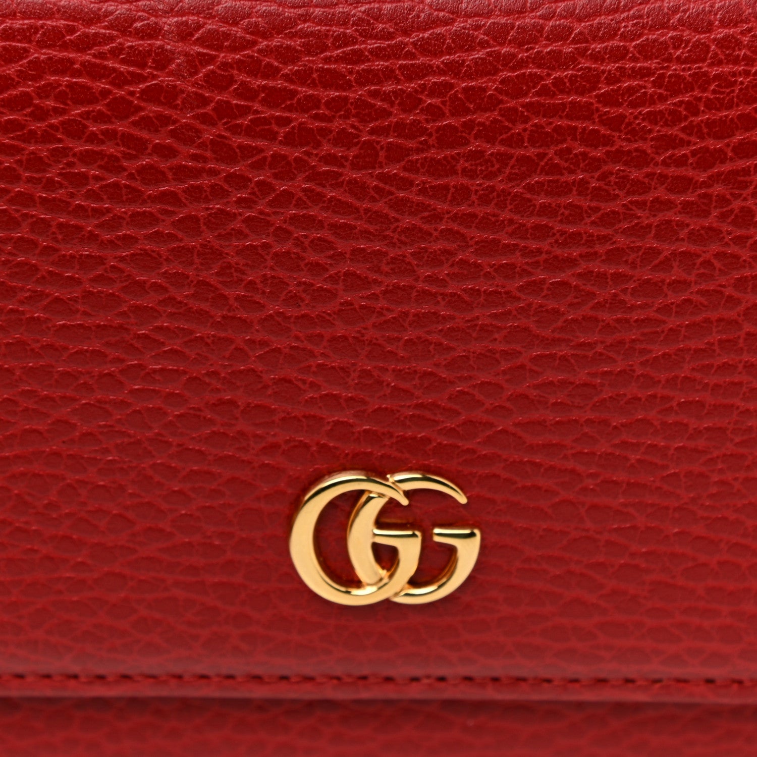 Gucci Dollar Calfskin Petite GG Marmont Wallet Chain Bag Hibiscus Red 10 of 16