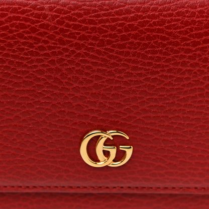 Gucci Dollar Calfskin Petite GG Marmont Wallet Chain Bag Hibiscus Red 10 of 16