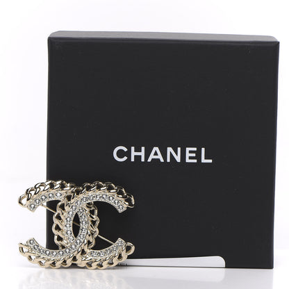 Chanel Crystal Chain CC Brooch Gold 5 of 5