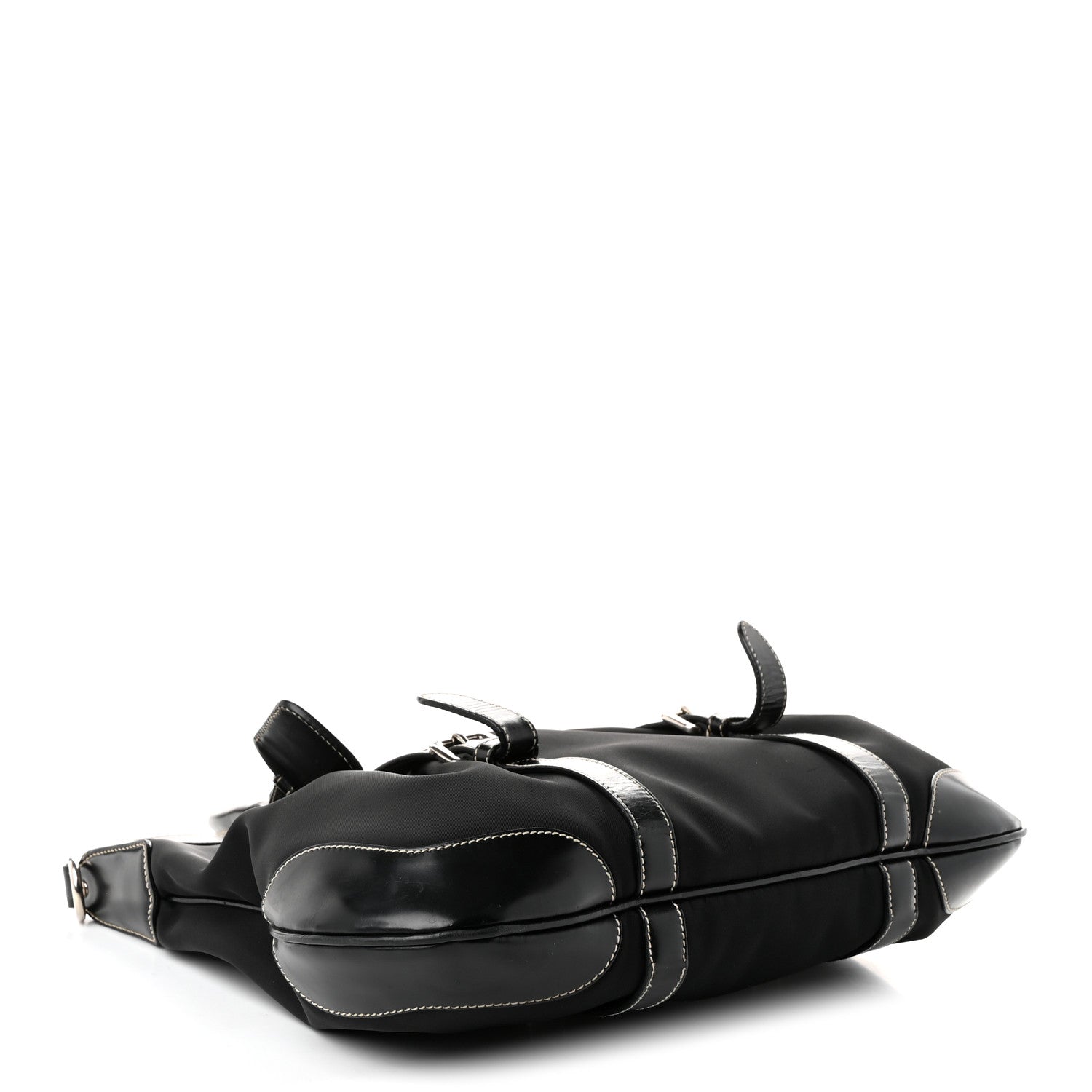 Prada Tessuto Nylon Calfskin Flat Messenger Bag Black 4 of 10