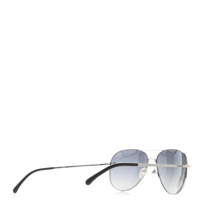 Chanel Metal Polarized CC Aviator Sunglasses 4189-T-Q Silver 4 of 4