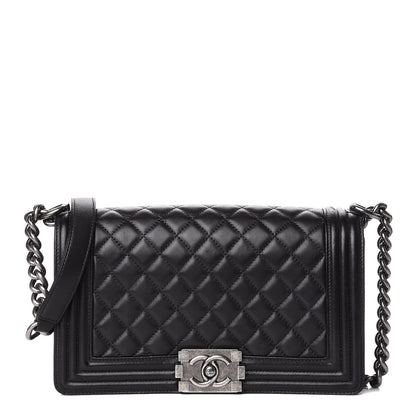 Chanel Lambskin Quilted Medium Boy Flap Black 1 of 11