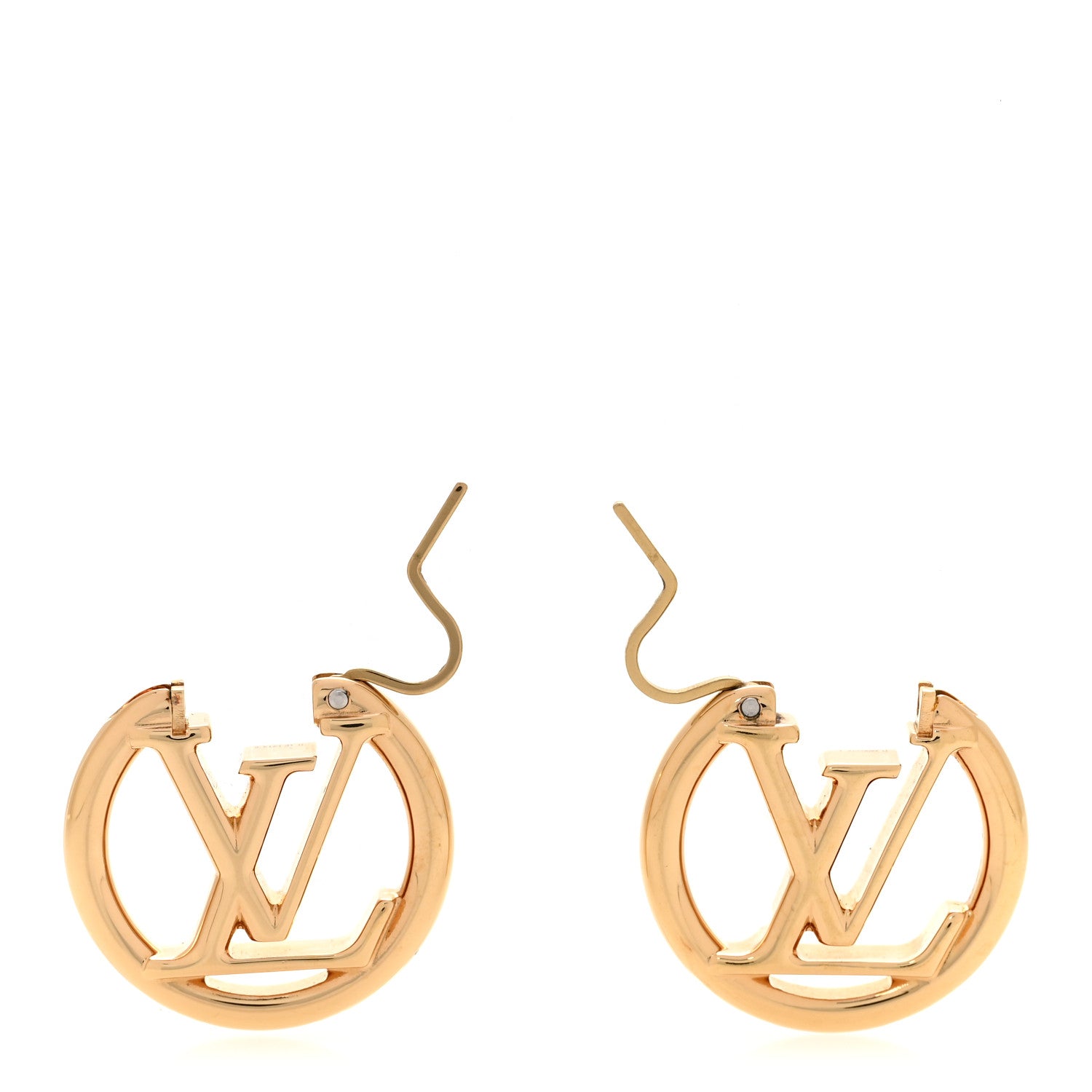 Louis Vuitton Metal Small Louise Hoop Earrings Gold 3 of 6