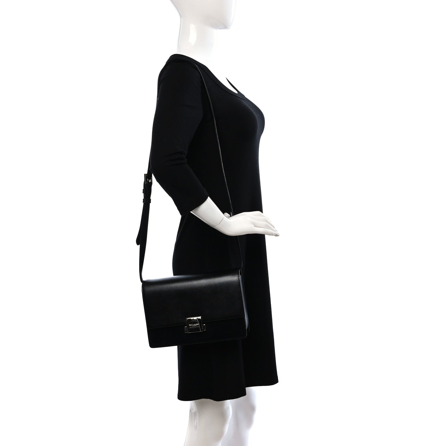 Saint Laurent Smooth Calfskin Suede Medium Bellechasse Black 2 of 9