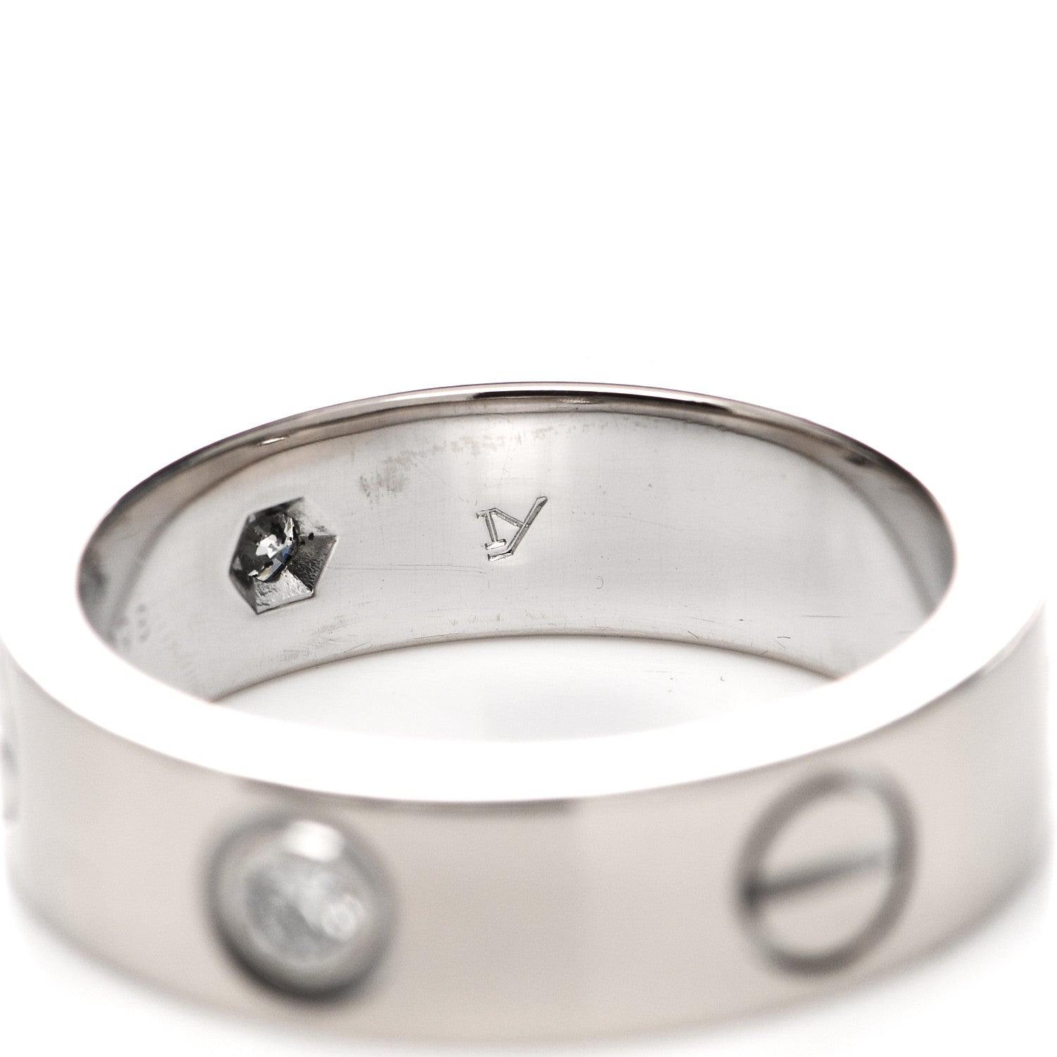 Cartier 18K White Gold 3 Diamond 5.5mm LOVE Ring 52 6 6 of 6