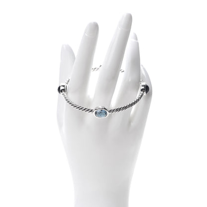 David Yurman Sterling Silver Blue Topaz 3mm Color Classics Four Station Bangle Bracelet 2 of 4