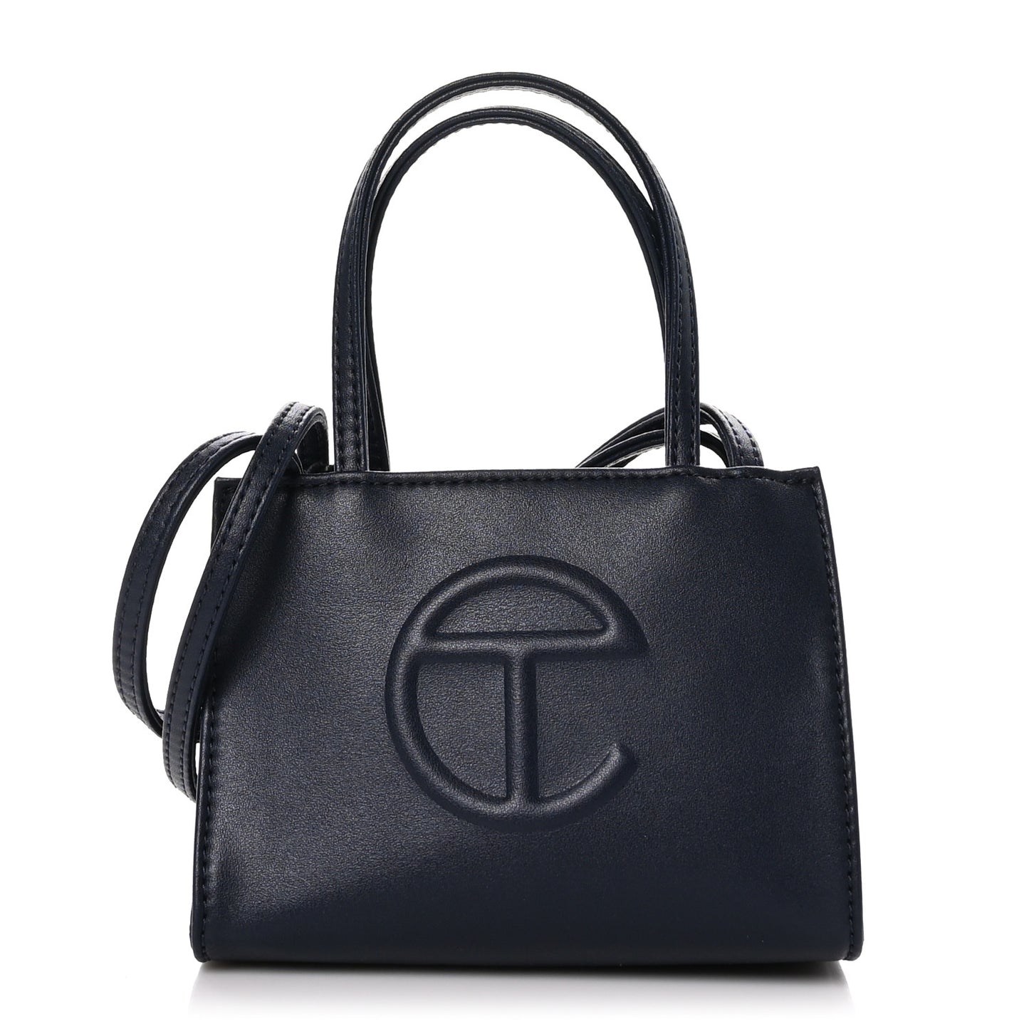Vegan Leather Small Shopping Bag Navy