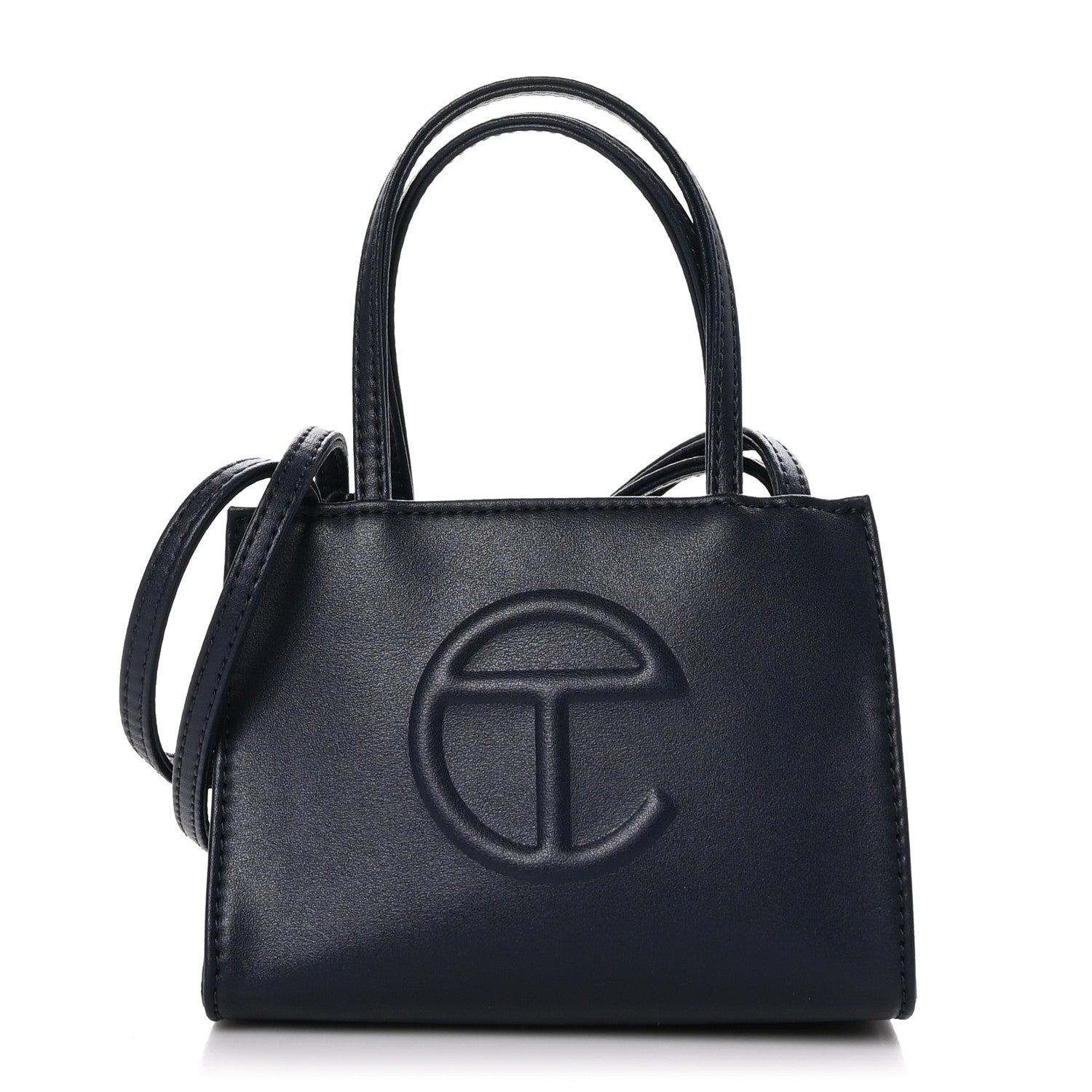 Telfar Vegan Leather Small Shopping Bag Navy 1 of 8